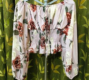 Floral Smocked Off-Shoulder Top