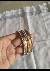 Elegant Gold Bangles with Crystals