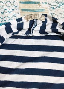 Black &amp; White Striped Longline Shrug