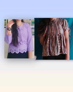 combo beautiful top ,Purple Crinkled Blouse with F