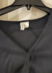 Black Chic Navy Twist Front V-Neck Top