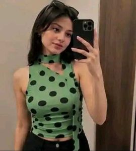 Chic Polka Dot Halter Neck Top