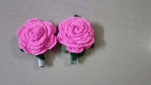crochet rose hair clip 🌹