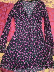 Bershka Women Blouson Floral Dress – XS