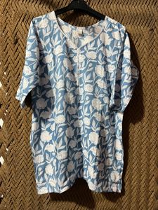 Blue Floral Print Kurti Top