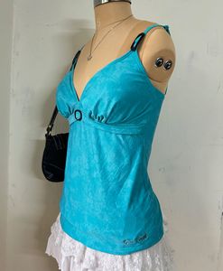 Turquoise Top with Buckle Detail