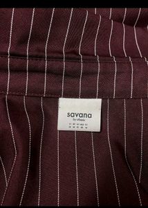 SAVANA Burgundy Pinstripe Fitted Blouse