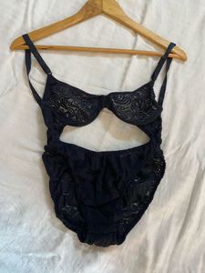 Black Lace Cutout Bodysuit