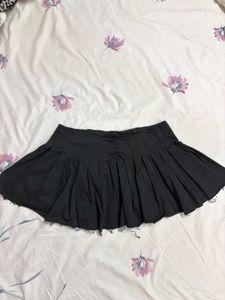 Khaki and Black zipper Paneled Mini Skirt 🫒