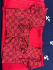 Red Chessboard Pattern Blouse