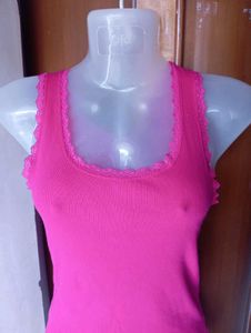 Ribbed Lace Trim Tank Top