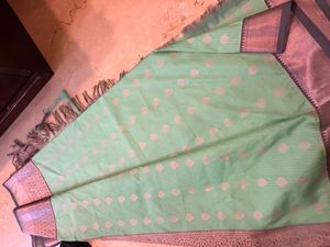 Elegant Grey Banarasi Silk Saree