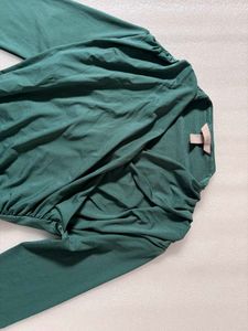 Chic Ruched Green Midi Dress