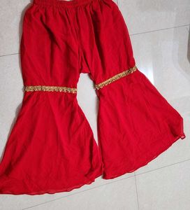 Vibrant Red Sharara Pants for Navratri