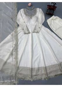 Elegant White Anarkali Suit Set