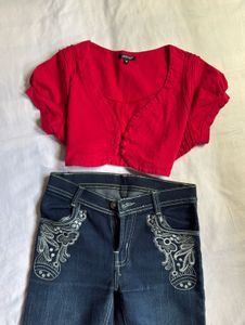 Red Cropped Bolero Jacket