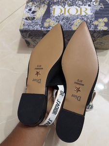 J’ADior Black Slingback Flats
