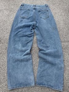 Distressed Wide Leg Blue Jeans