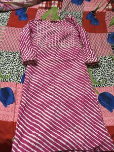 Pink & White Striped Kurta