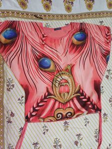 Pink Peacock Print top