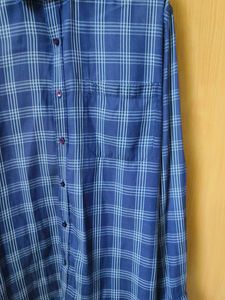 Men's Blue Plaid Long Sleeve Shirt