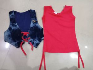 Kids Top Attached With Jean Material Over Coat