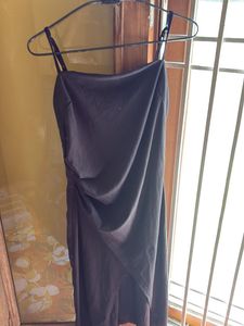 Black Ruched Midi Dress