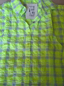 Neon Plaid Textured Shirt