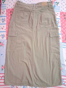 Khaki Cargo Maxi Skirt