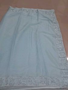 Elegant Light Blue Saree with Embellishments
