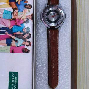 Benetton Watch with Brown Leather Strap