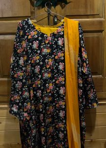 beautiful black n yellow floral suit
