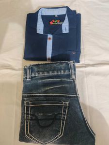 🔀Boy 10-12 Yrs Navy Shirt & Black Jeans
