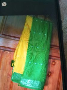 green women silk saree and makeup bundle