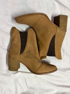 Tan/Brown Chelsea Ankle Boots with Block Heel