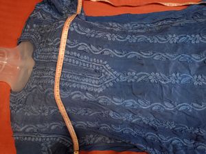 UNIQUE Chikankari Blue Short Anarkali Co-ord Set