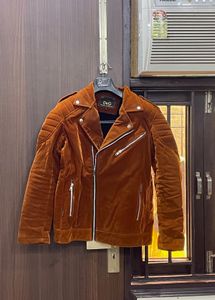 Men's Brown Velvet Biker Jacket