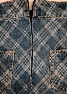 Denim Plaid Mini Skirt