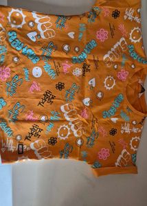 Funky Graphic Print Orange T-Shirt