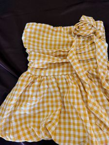 Cute Yellow Gingham Mini Dress