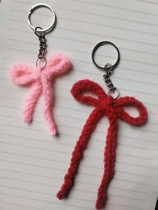 Cute Bow Keychains - Pink &amp; Red Set
