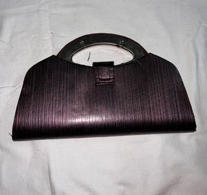 Wine Colour Silver Handle Clutch