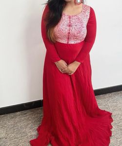 Pure Bandhani Saree Converted Into Long Gown