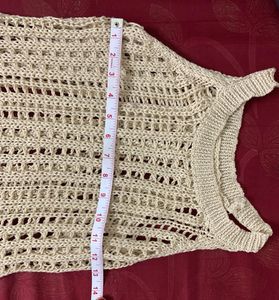 Women's Beige Knit Tank Top Style Dress