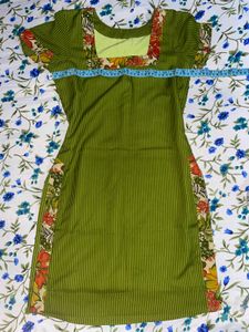 Green Kurta Set with Floral Pants
