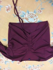 Chic Maroon Ruched Crop Top