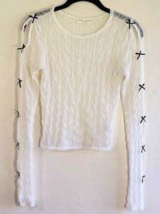Semi Sheer Bow Top