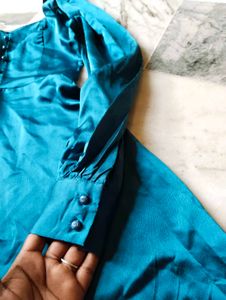 Teal Satin Dress