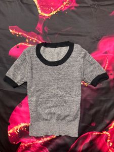 Grey Short Sleeve Crop Top