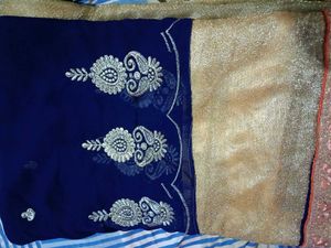 Sparkling Gold Saree with Pink Embroidery